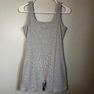 No Boundaries Light Heather Grey Cotton Ribbed Cozy Romper Size XL